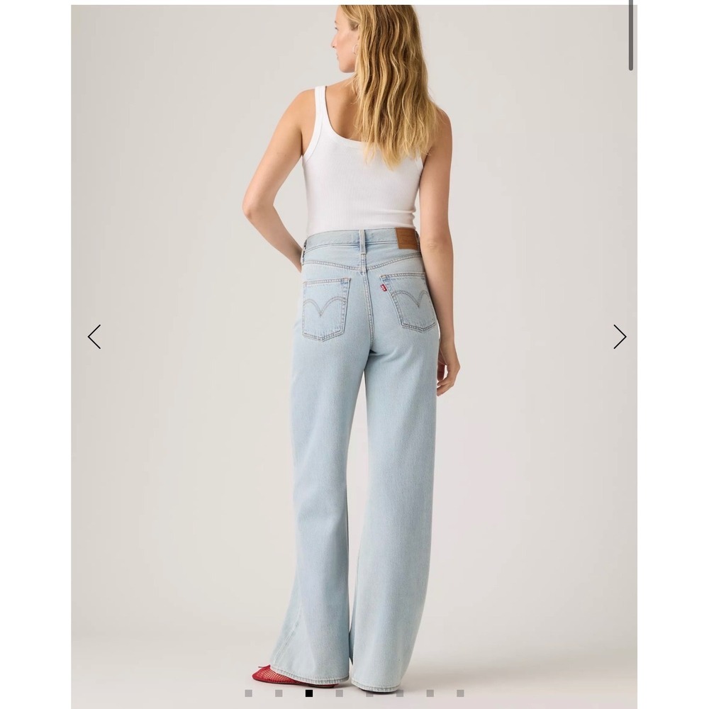 Levis Ribcage Wide Leg Jeans 33 x 34 Light Wash NEW Ultra High Rise A6081-0021